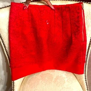 Red lace mini skirt